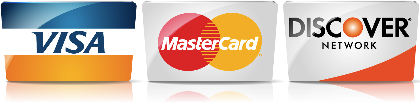 We accept Visa Mastercard Discover